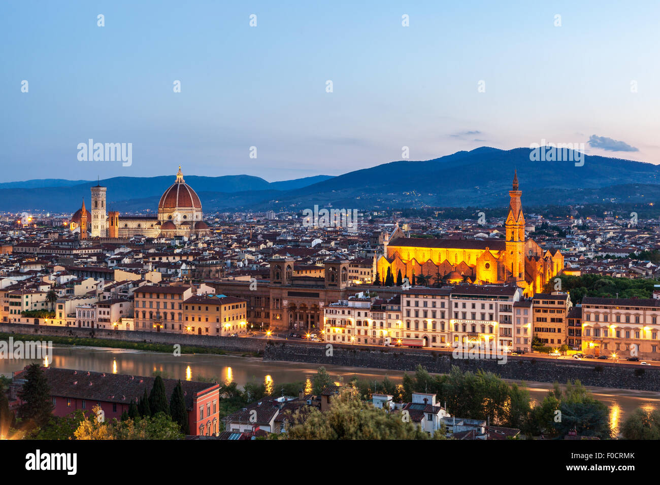 Skyline von Florenz die Hauptstadt der Toskana, Norditalien. Tolle Stadt-Zentrum der Renaissance-Kunst und Architektur. Stockfoto