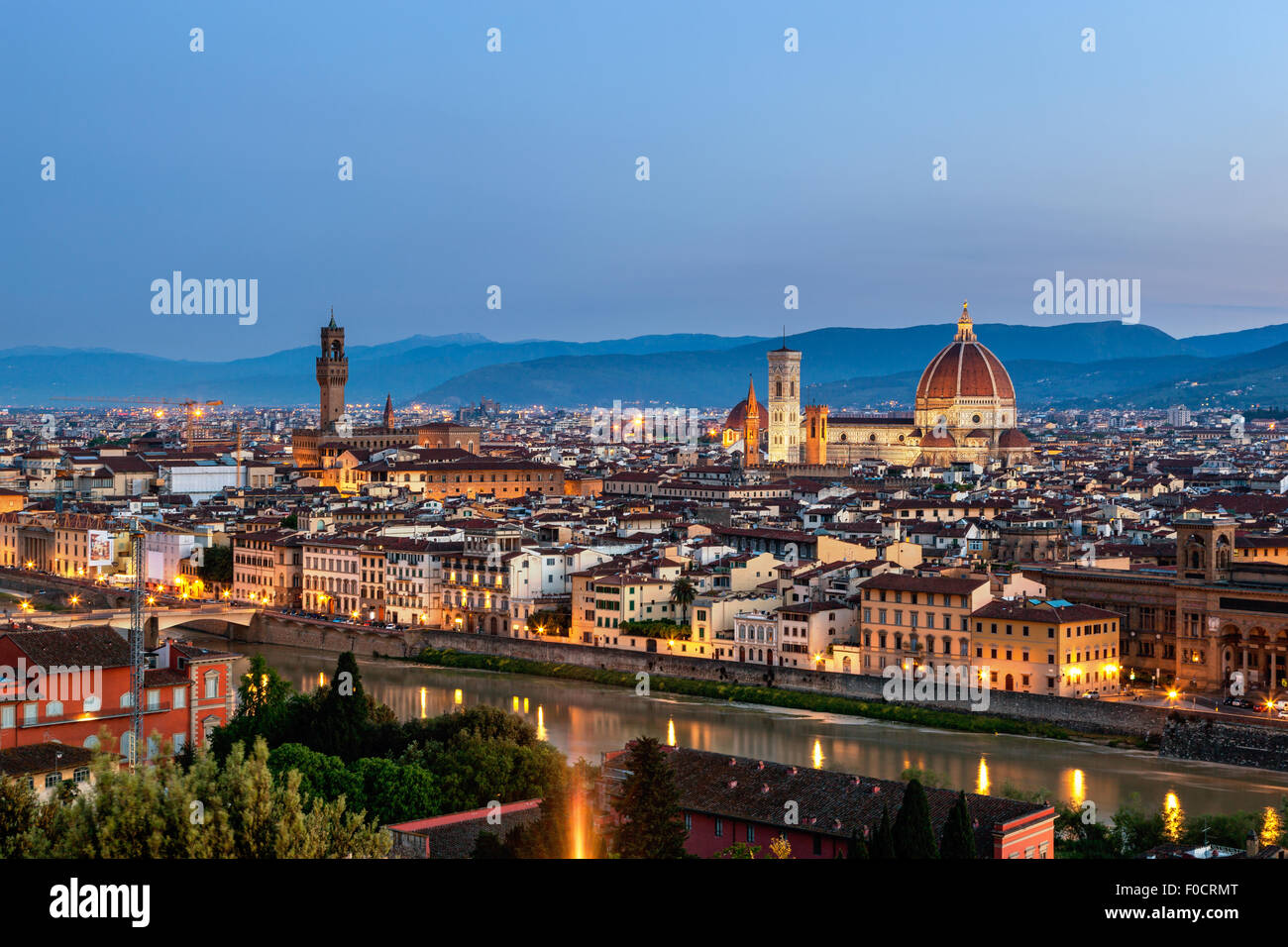 Skyline von Florenz die Hauptstadt der Toskana, Norditalien. Tolle Stadt-Zentrum der Renaissance-Kunst und Architektur. Stockfoto