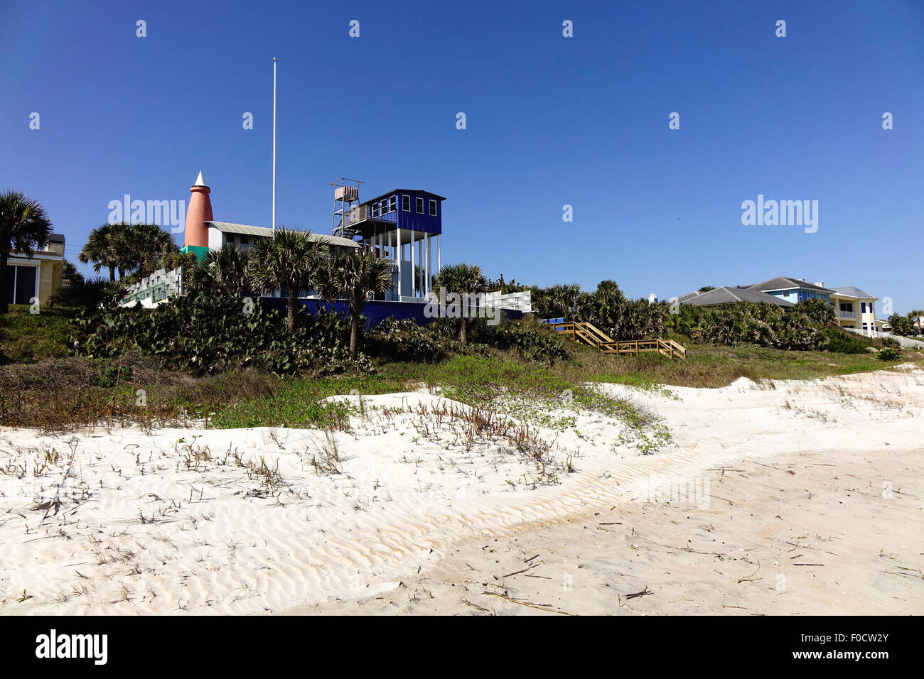 Häuser am Strand von Ormond Beach, Florida Stockfoto