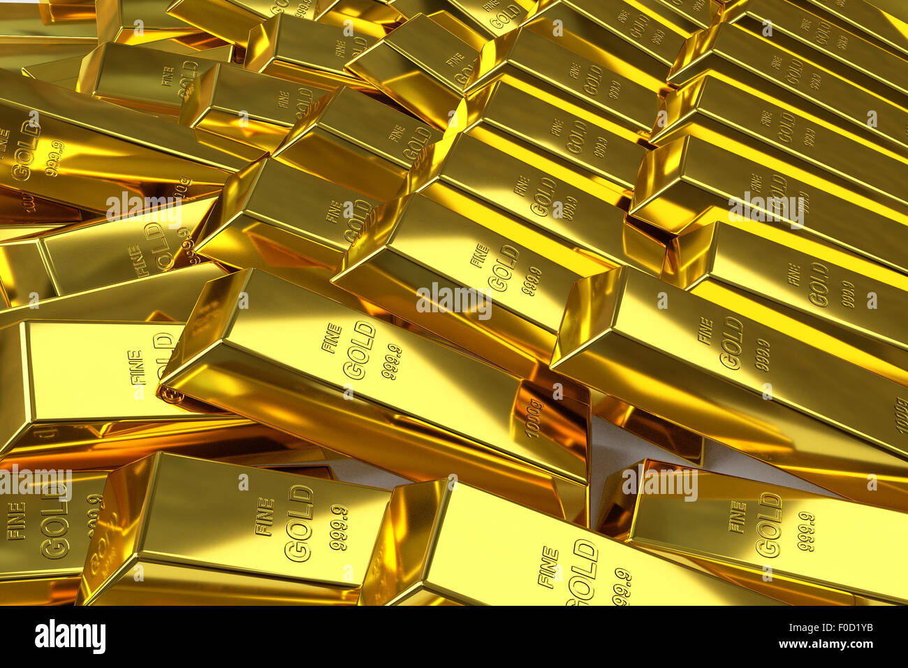 verstreuten Goldbarren Stockfoto