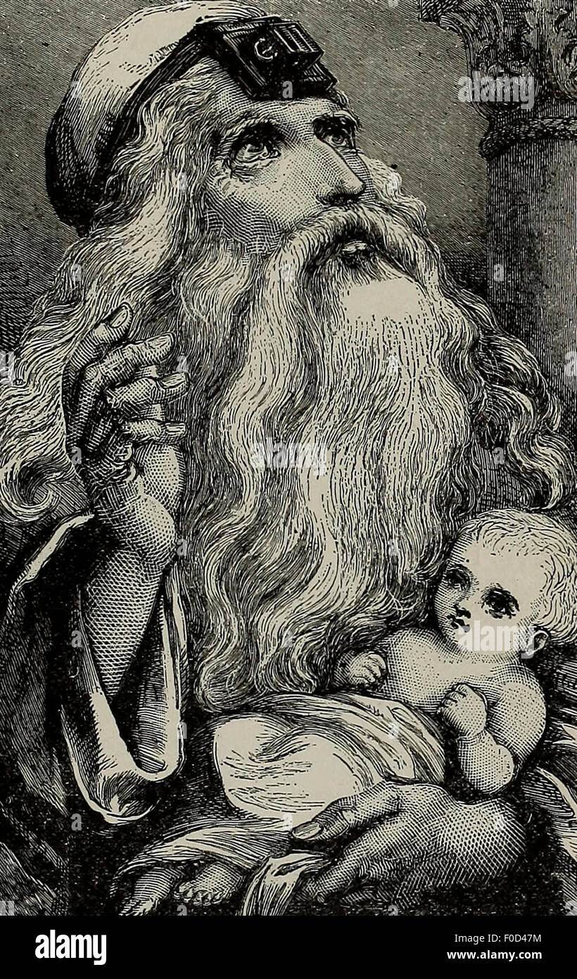 Simeon im Tempel, Simeon war ein heiliger Mann in den Tempel in Jerusalem, die durch den Heiligen Geist versprochen wurde, dass er nicht sterben würde, bis er sah, dass das Christkind Stockfoto