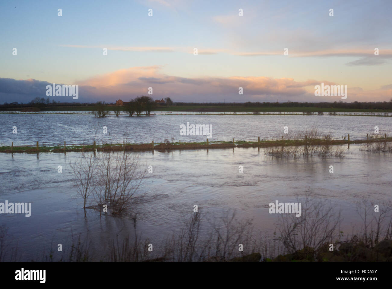 Überfluteten Ackerland in der Nähe von York November 2012 Stockfoto