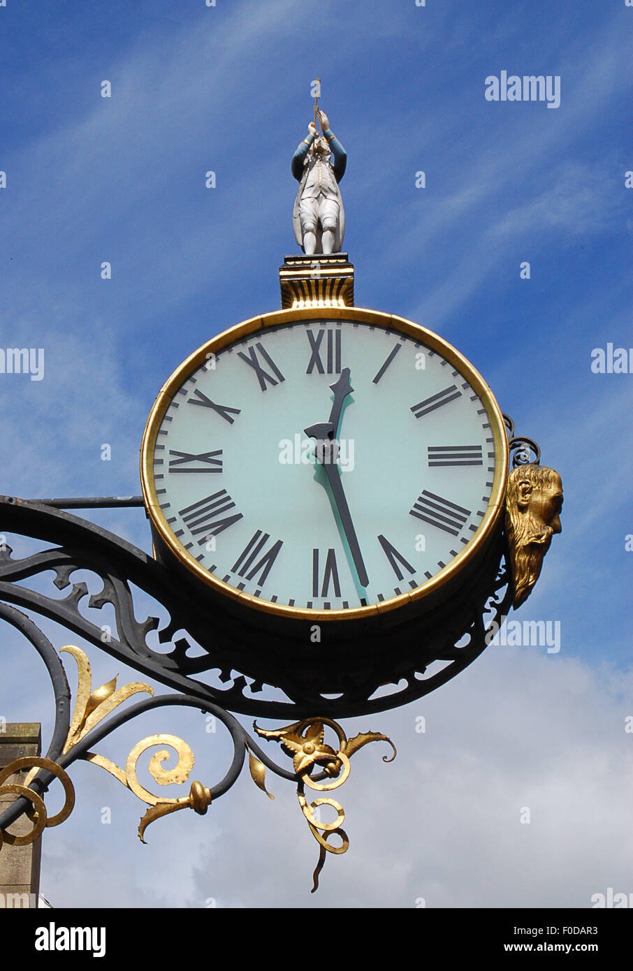 Historische Uhr in Coney Street, York, North Yorkshire, UK. Stockfoto