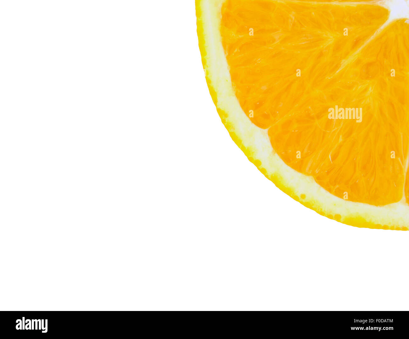 Coseup von geschnittenen Orange auf weißem Hintergrund Stockfoto