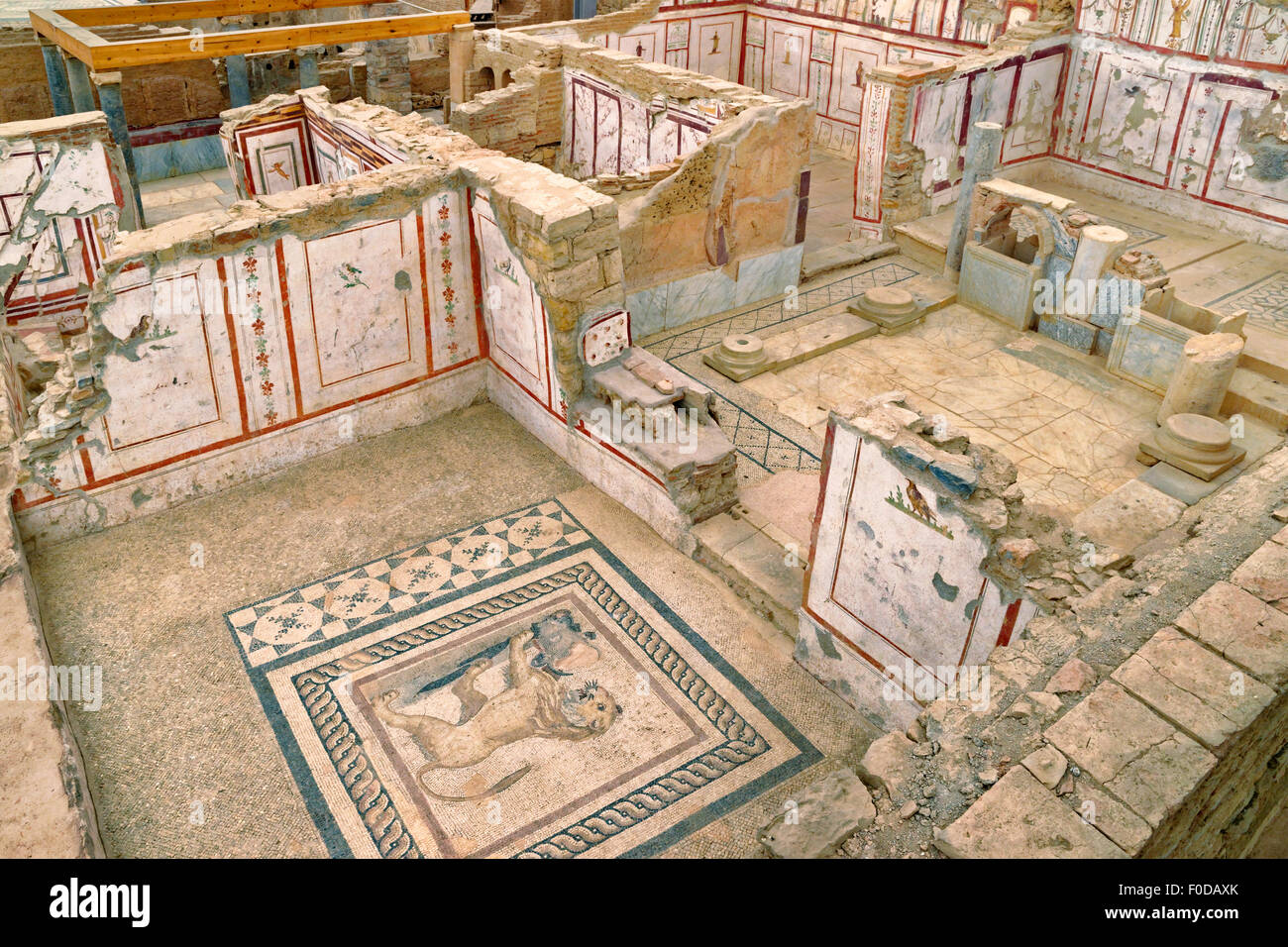In der überdachten "Terraced Houses" archäologischen Stätte in der antiken griechischen/römischen Reiches Stadt Ephesus, Selcuk, Türkei. Stockfoto