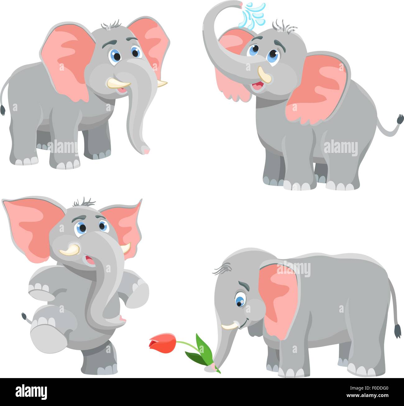 Cartoon-Elefant-Satz. Vektor-illustration Stock Vektor