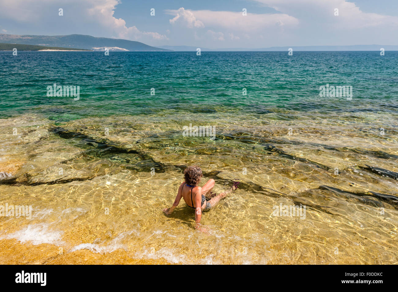 Istrien, Kroatien. Die meist unbebauten Ostküste nahe Duga Uvala Stockfoto