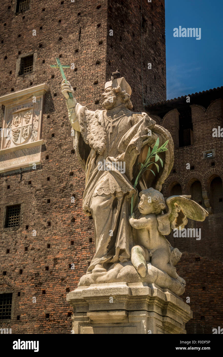 Statue am Castello Sforzesco, Castello Sforzesco. Mailand Italien Stockfoto