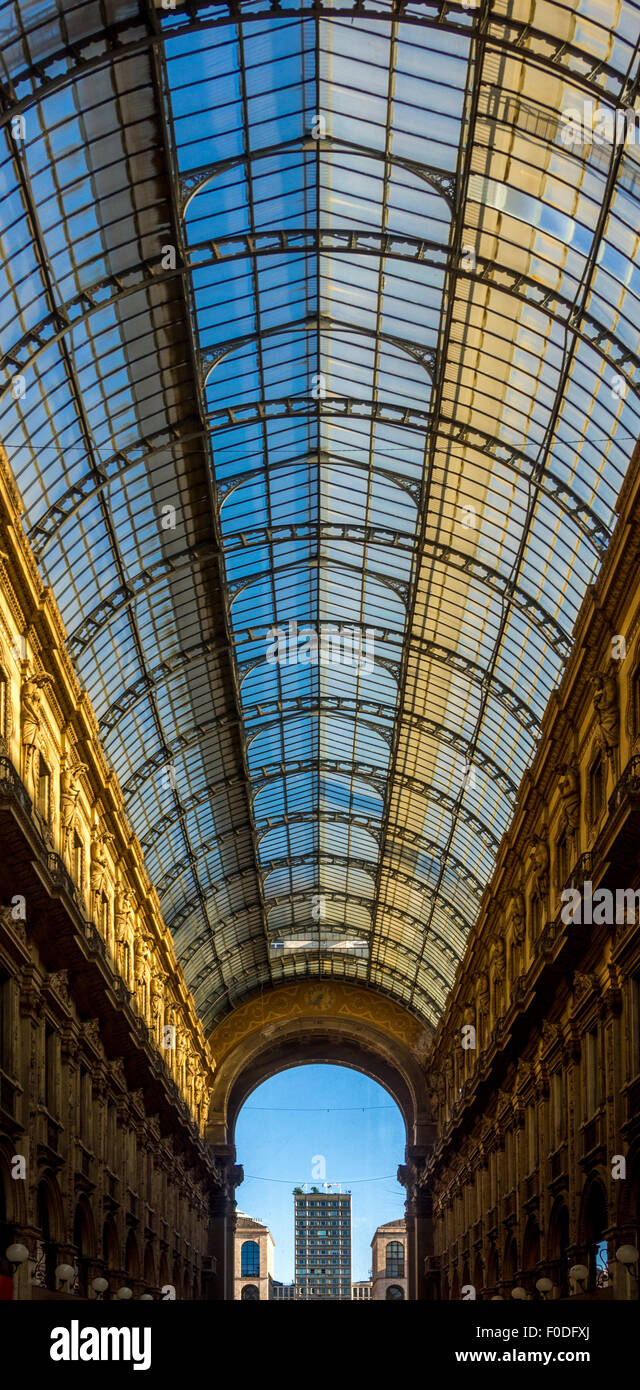 Glasdach der Galleria Vittorio Emanuele II. Stockfoto