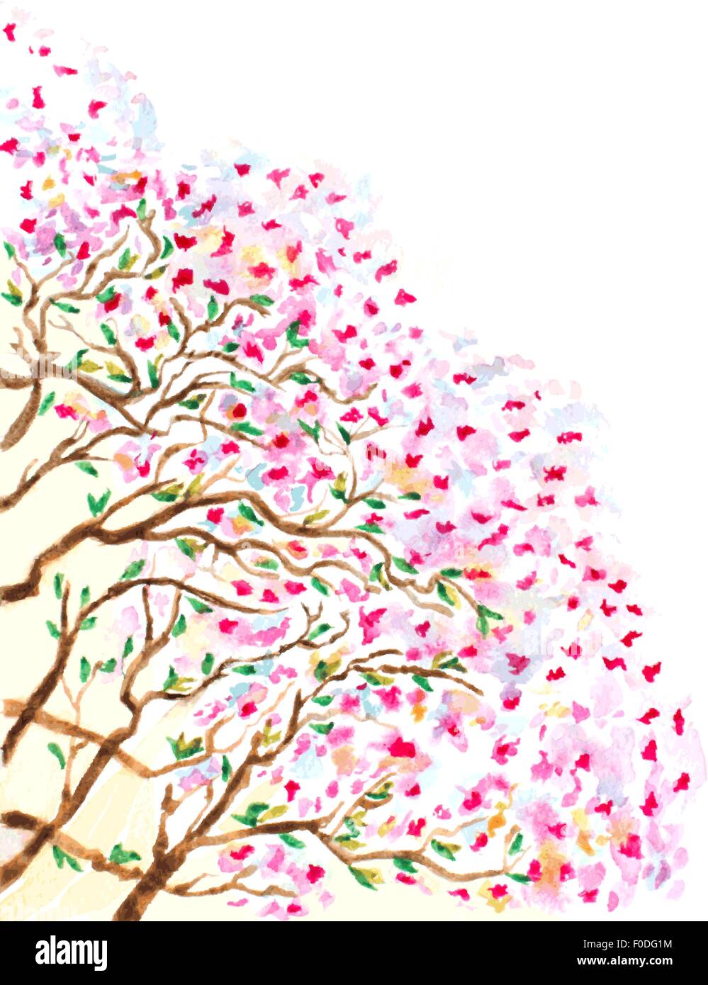abstrakte Aquarell Zweige der blühenden Baum. Vektor-illustration Stock Vektor
