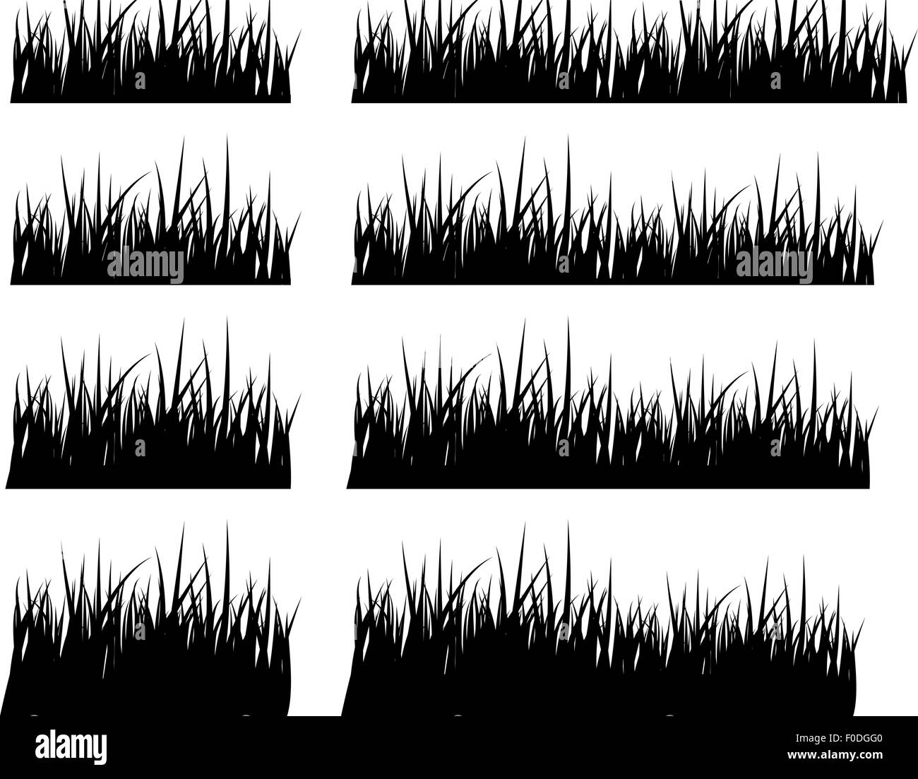 Schwarze Silhouette Gras in unterschiedlicher Höhe festgelegt, Vektor Stock Vektor