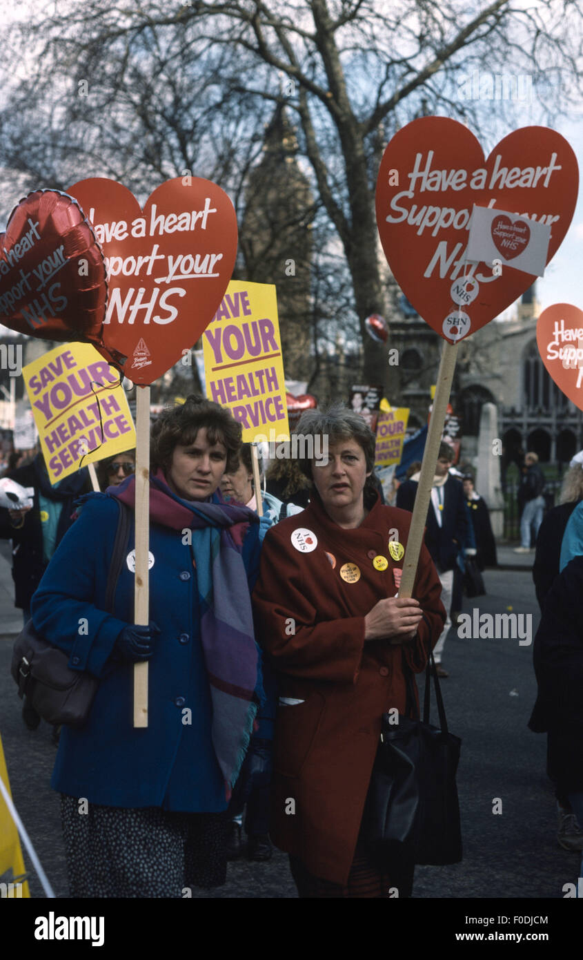 Demonstration in London Straßen für NHS-protest Stockfoto