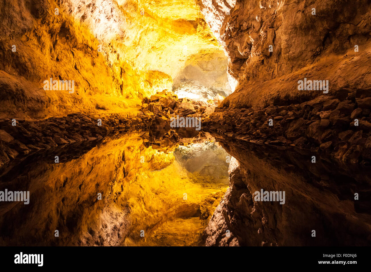 Vulkan Höhle Cueva de Los Verdes auf Lanzarote - eine der Kanarischen Inseln Stockfoto
