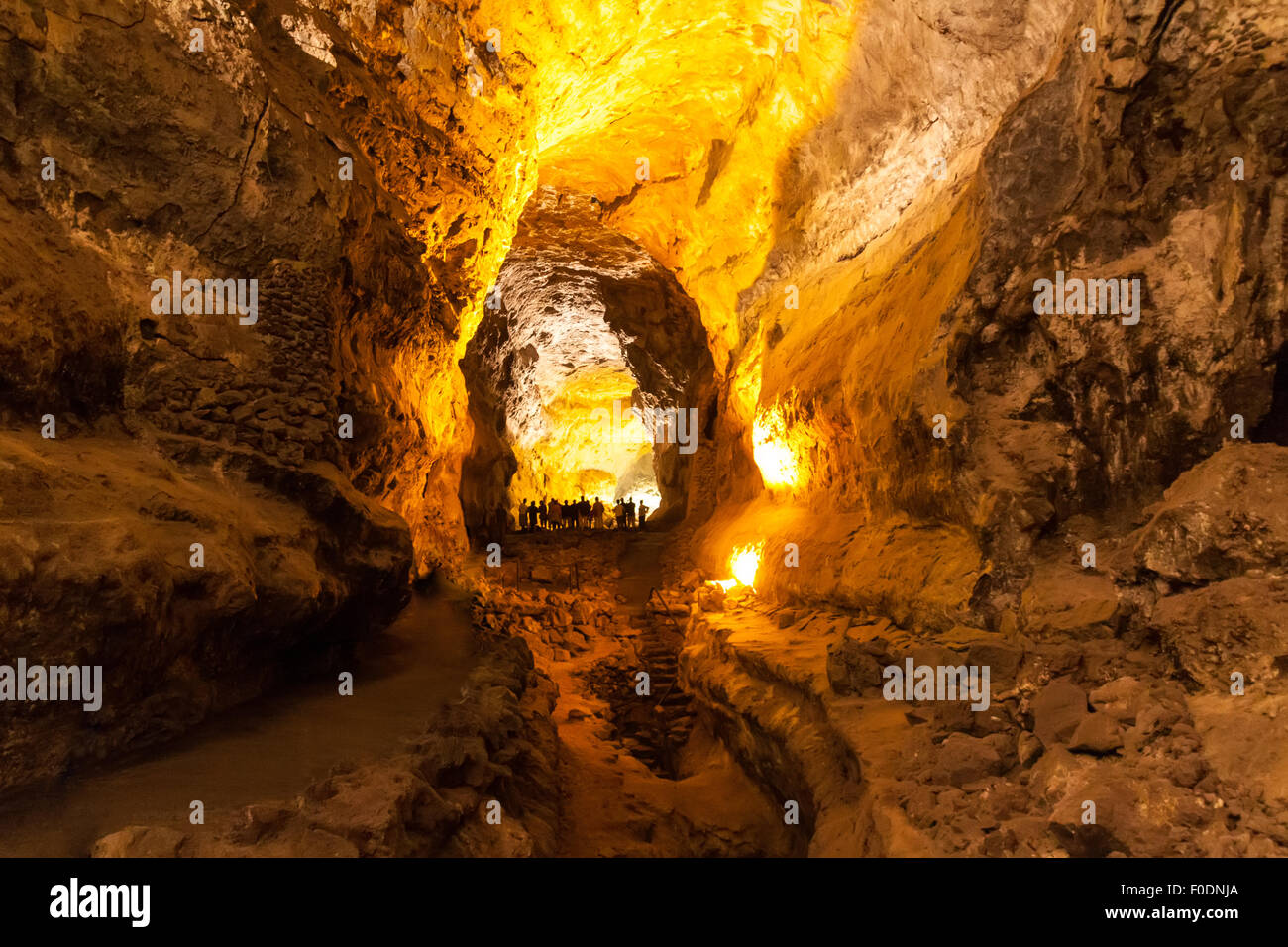Vulkan Höhle Cueva de Los Verdes auf Lanzarote - eine der Kanarischen Inseln Stockfoto