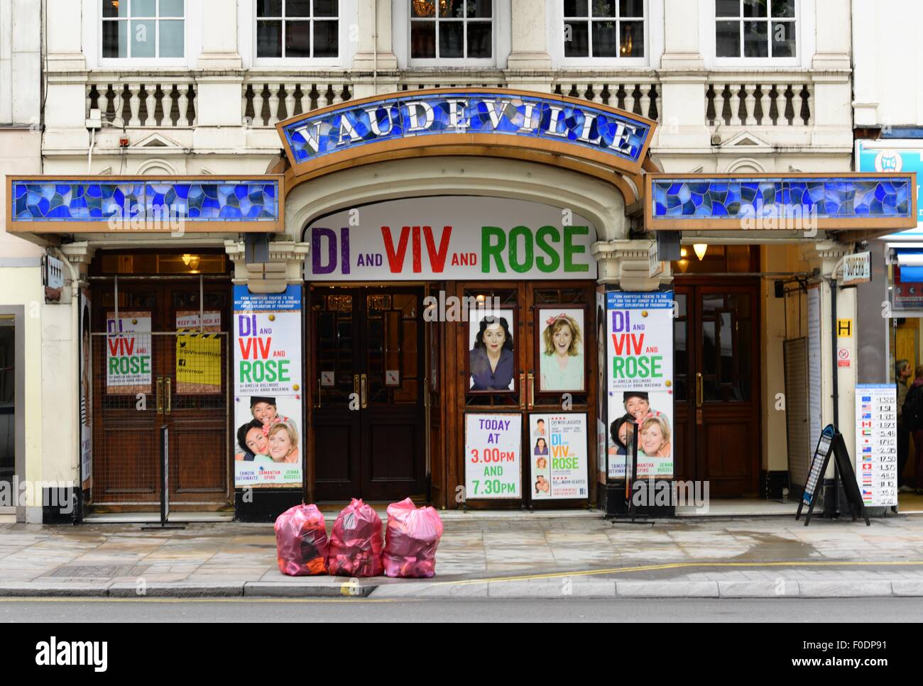 Die Vaudeville Theater, The Strand, London, tagsüber. Stockfoto