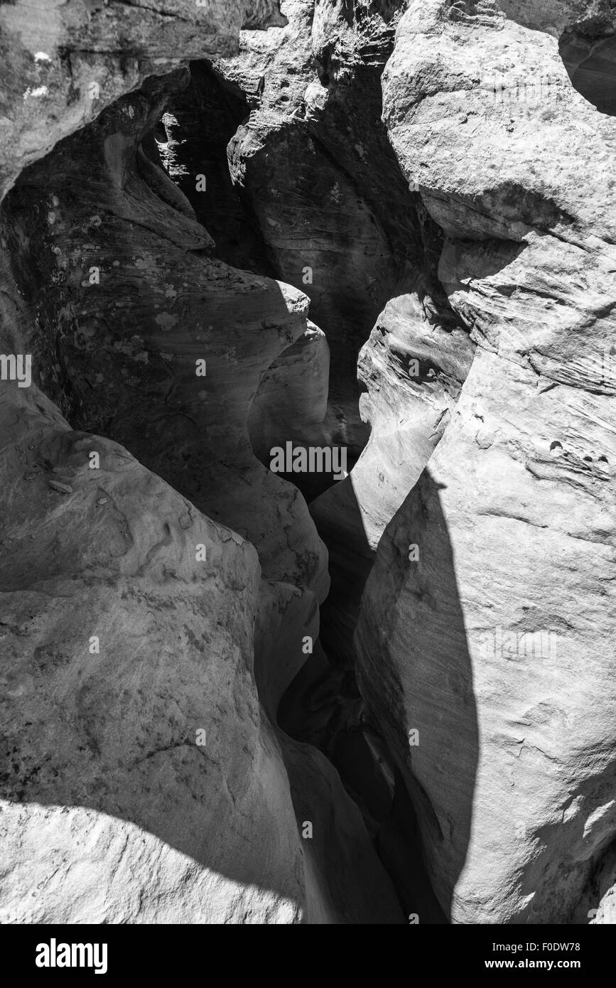 Abstrakt Sandstein Hintergrund Muster Slot Canyon - schwarz / weiß Fotografie Stockfoto