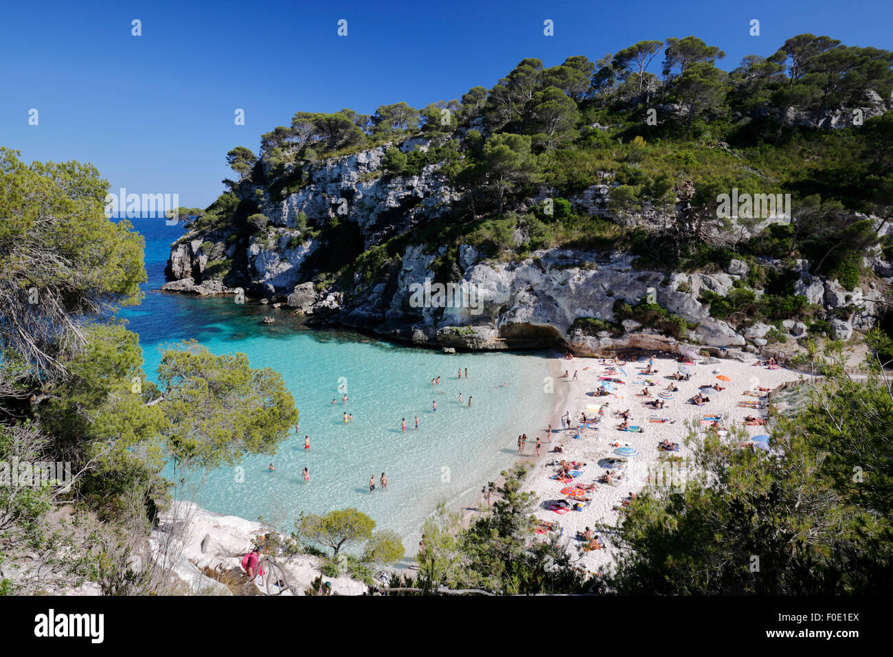 Cala Macarelleta, in der Nähe von Cala Galdana, Süd-West-Küste, Menorca, Balearen, Spanien, Europa Stockfoto