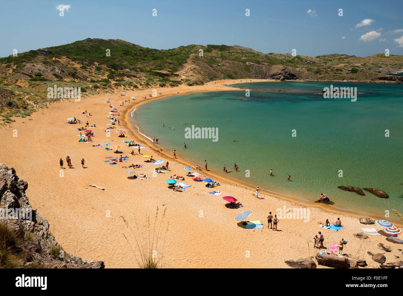 Platja de Cavalleria (Cavalleria Strand), in der Nähe von Fornells, Nordküste, Menorca, Balearen, Spanien, Europa Stockfoto