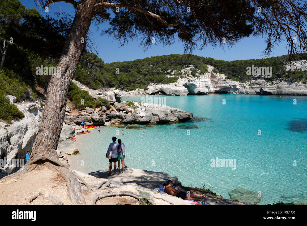 Cala Mitjana, in der Nähe von Cala Galdana, Süd-West-Küste, Menorca, Balearen, Spanien, Europa Stockfoto