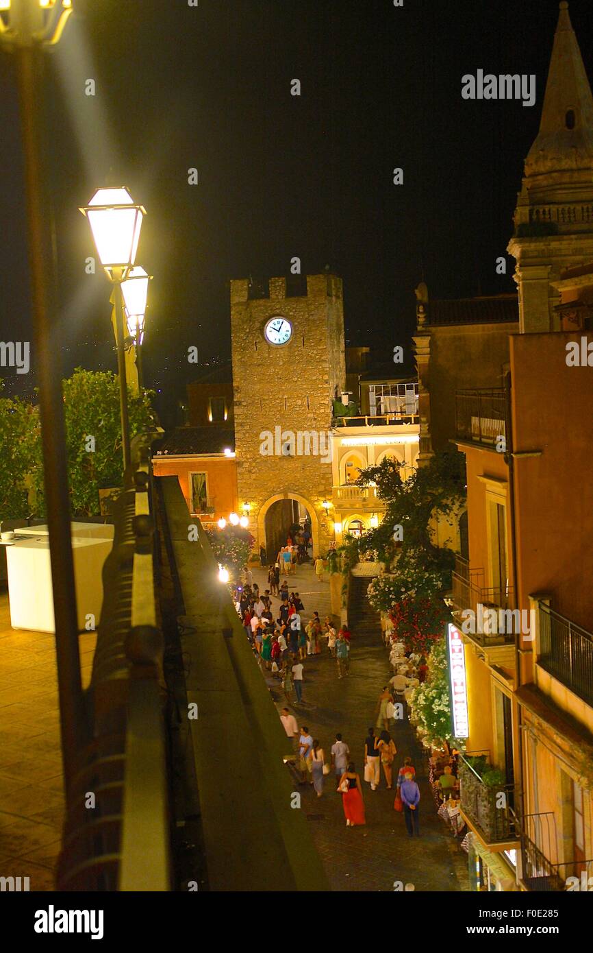 Italien, Sizilien, Nacht Leben, Taormina, Spaß, ausgehen, Mittelmeer Stockfoto