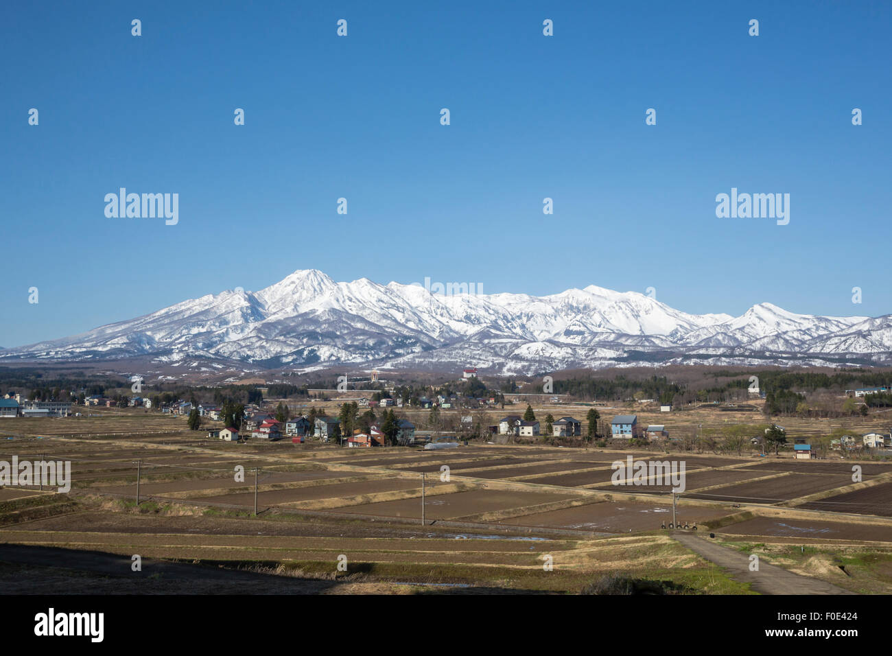 Schneebedeckte Berge in Myoko, Niigata, Japan Stockfoto