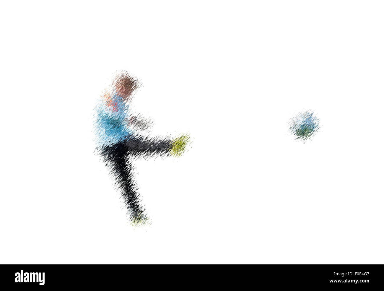 Torhüter in Aktion. Abstrakte digitale Illustration von Fußball-Fußball-Spieler, isolieren Jugendliche rund 15 Jahre alt, in Aktion Stockfoto