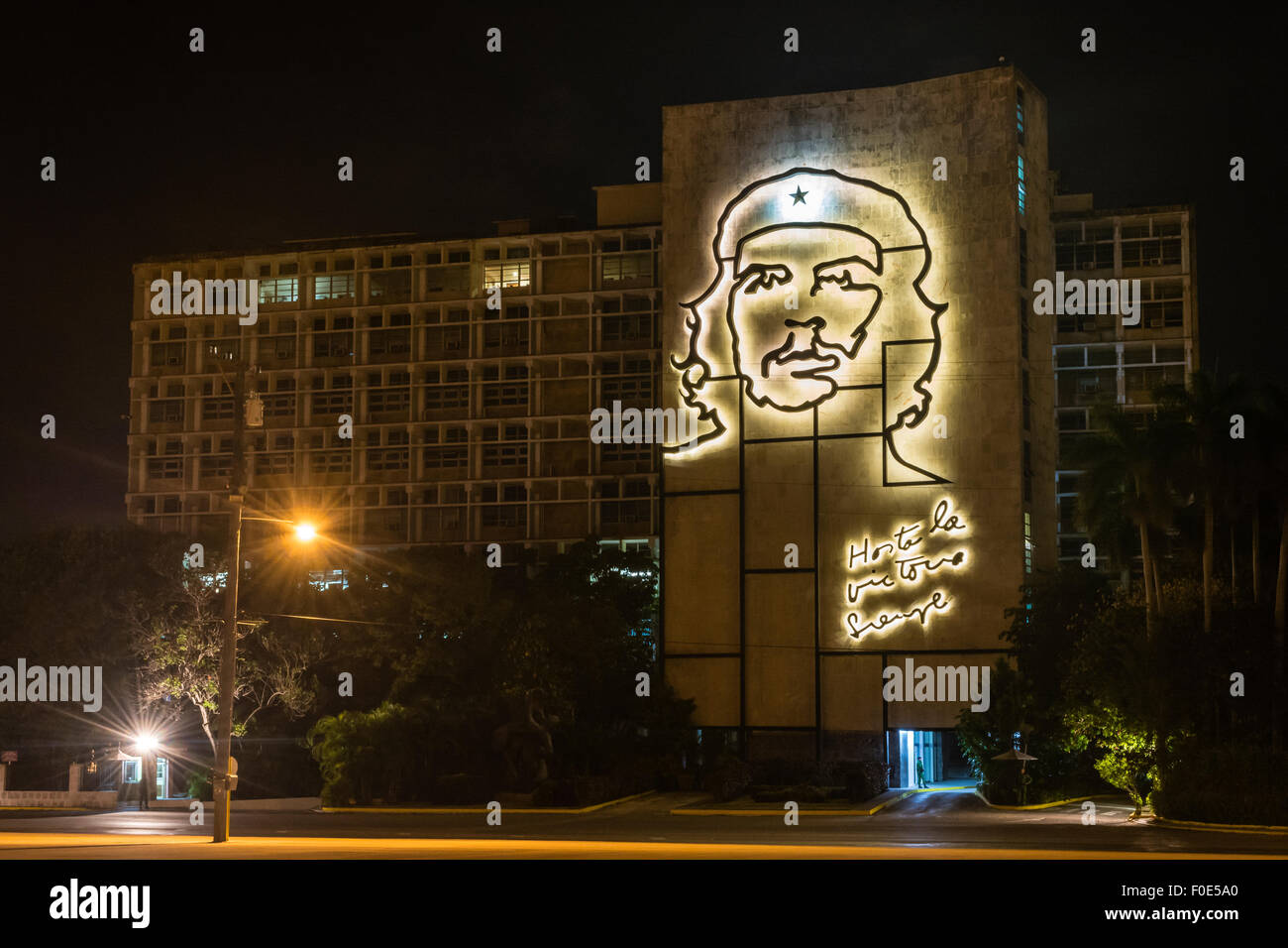 Platz der Revolution in der Nacht in Havanna, Kuba Stockfoto