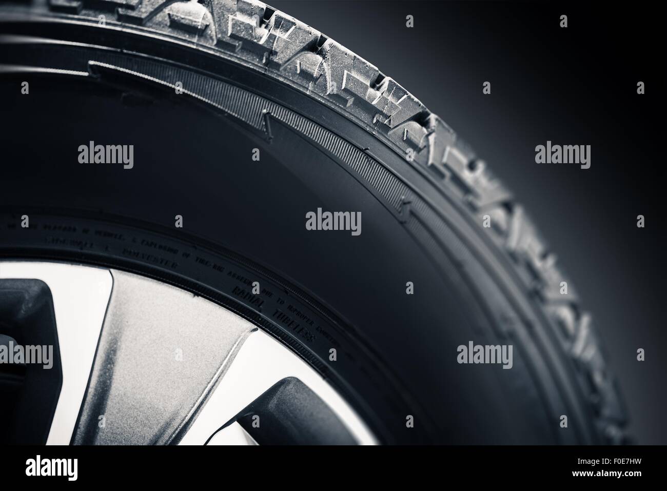 Off Road Reifen und Alloy Wheel Closeup Foto. Stockfoto