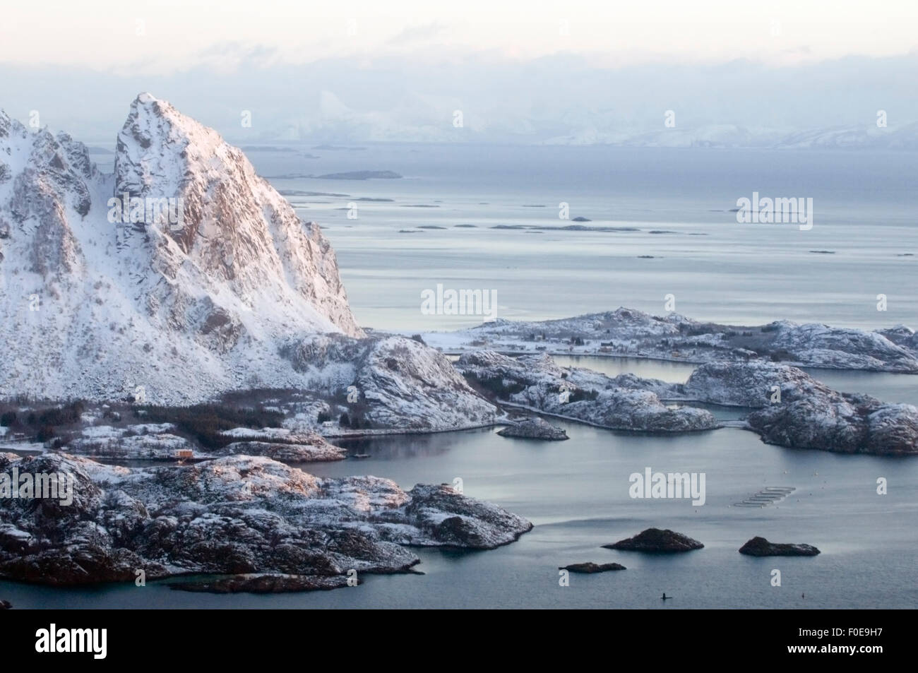 Luftaufnahme der Lofoten, Norwegen, November 2008 Stockfoto