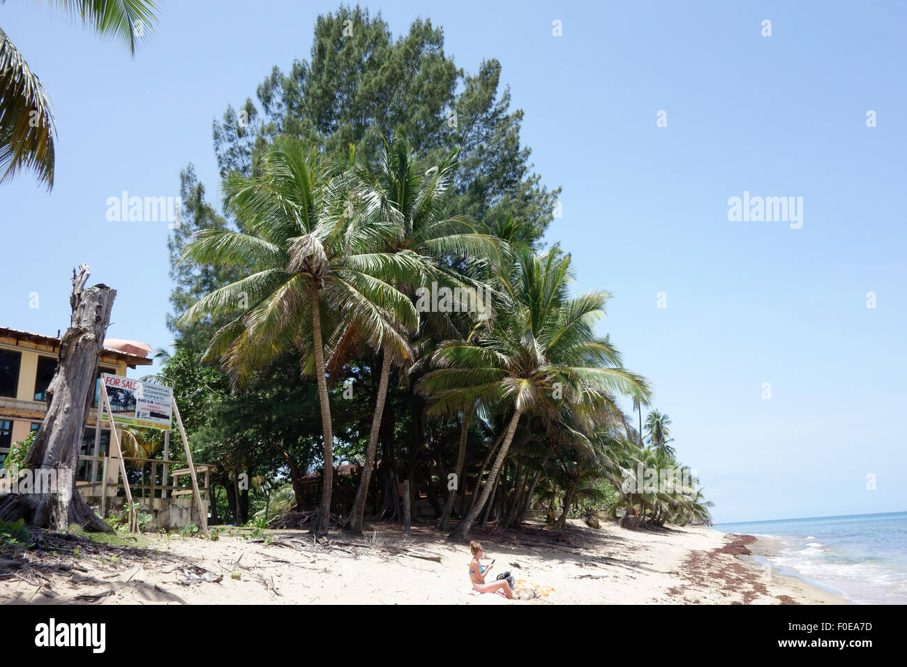Immobilien zum Verkauf auf Sandy Beach Rincon Puerto Rico am Strand Stockfoto