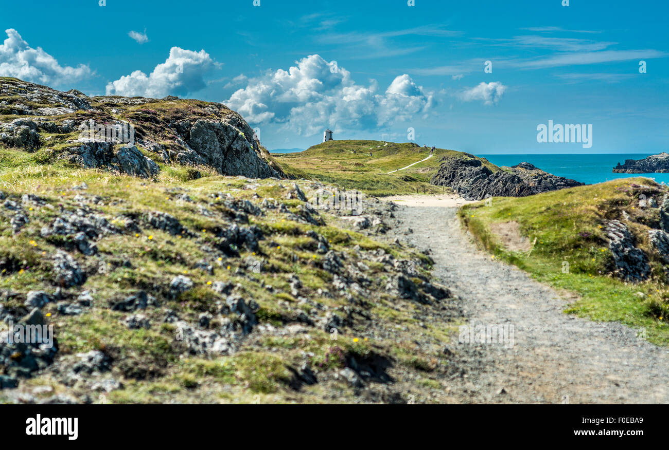 Ansicht von Llanddwyn Island, Isle of Anglesey, North Wales, UK am 7. August 2015. Stockfoto