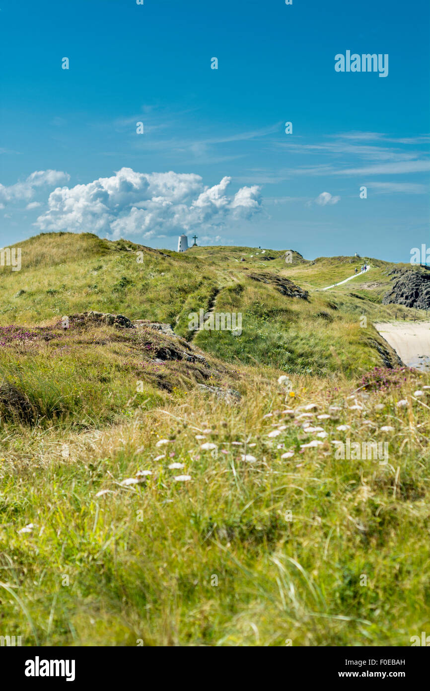 Ansicht von Llanddwyn Island, Isle of Anglesey, North Wales, UK am 7. August 2015. Stockfoto