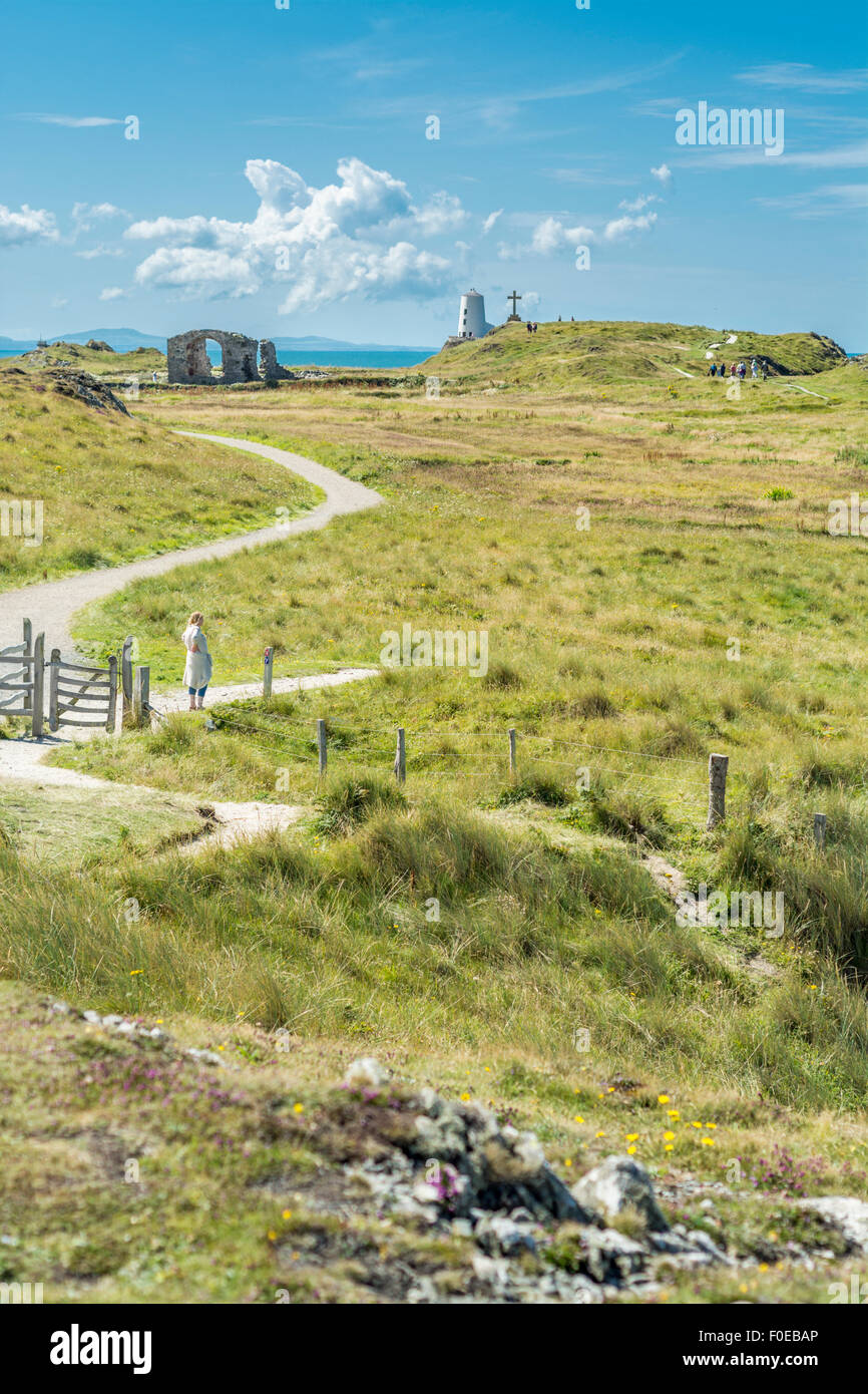 Ansicht von Llanddwyn Island, Isle of Anglesey, North Wales, UK am 7. August 2015. Stockfoto