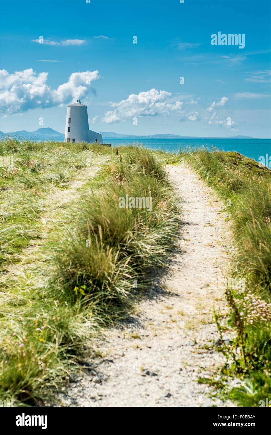 Ansicht von Llanddwyn Island, Isle of Anglesey, North Wales, UK am 7. August 2015. Stockfoto