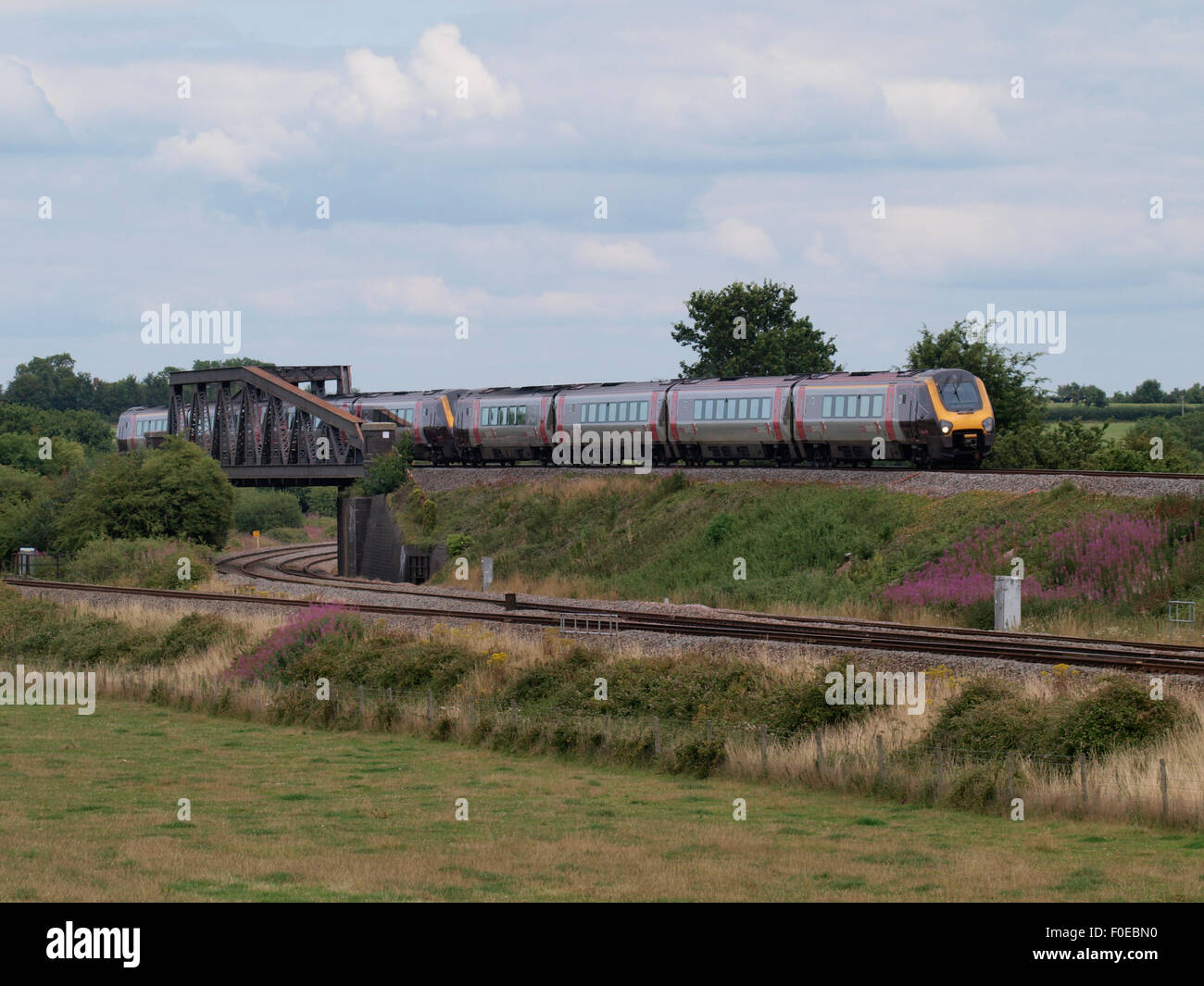 Personenzug in der Nähe von Taunton, Somerset, Großbritannien Stockfoto