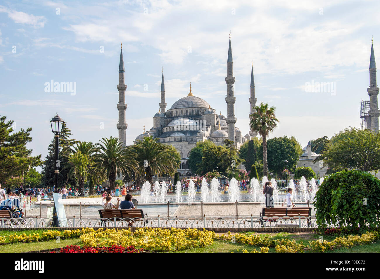 Das Sultanahmet-Viertel und die blaue Moschee in Istanbul, Türkei Stockfoto