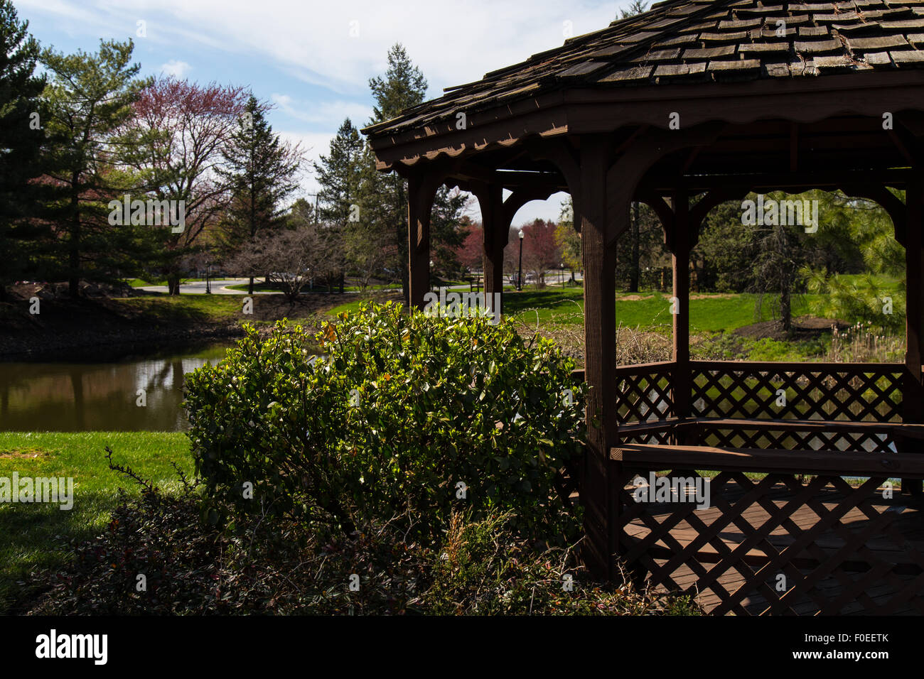 Ruhige Szene in einem vorstädtischen Park bekannt als Greenfield in der Nähe von Lancaster, PA. Stockfoto