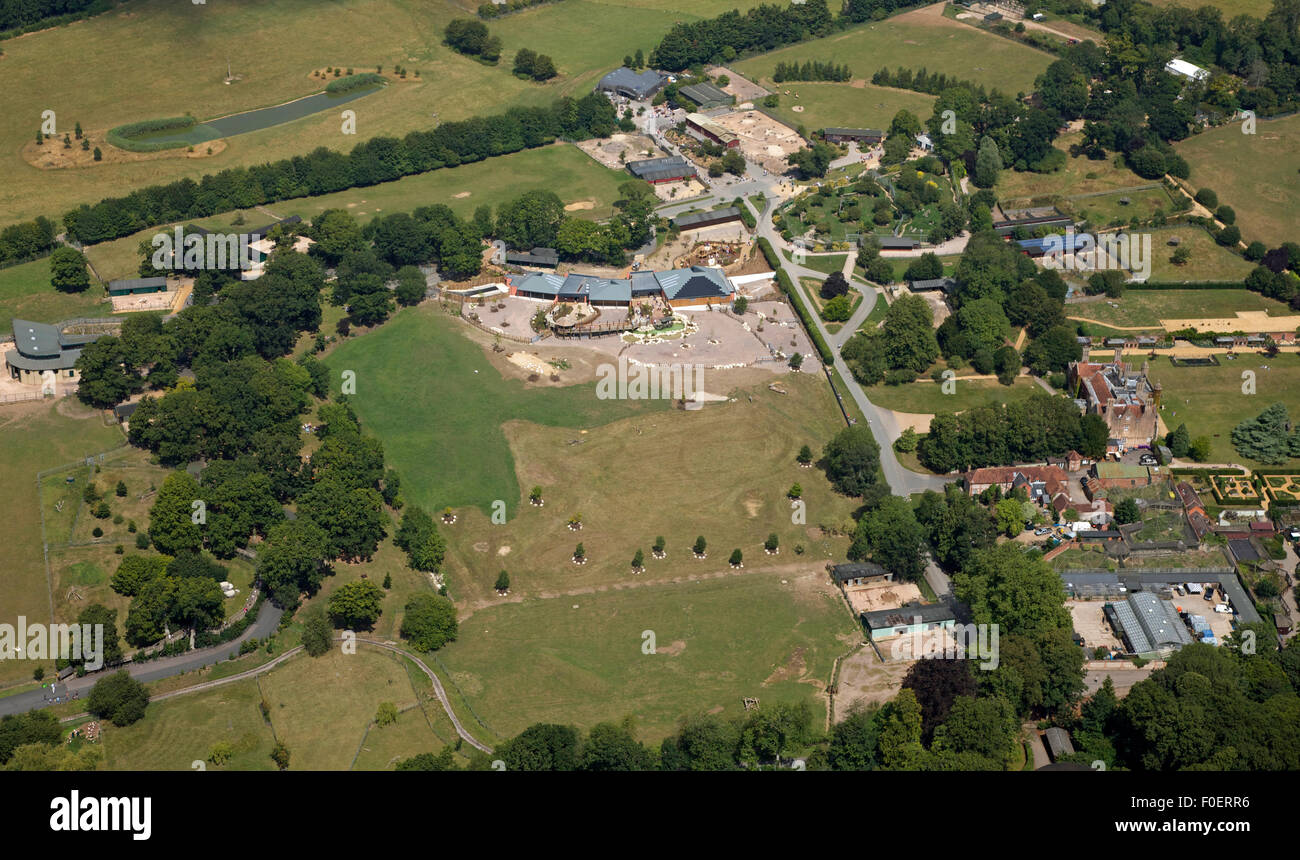 Luftaufnahme von Marwell Zoo in der Nähe von Winchester, UK Stockfoto
