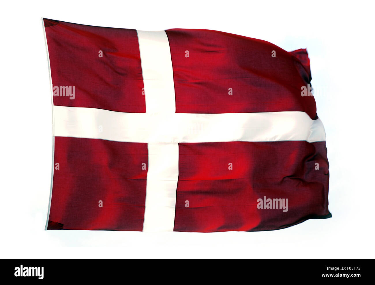 Isolierte Dannebrog, die dänische Flagge. Aus Dänemark. Stockfoto