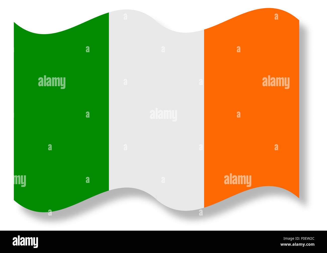 Die Republik Irland-Flagge vor einem weißen Hintergrund Stockfoto