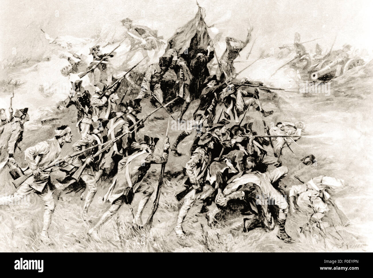 "Angriff auf Savannah" von Arthur I. Keller (1866-1924). Szene aus der zweiten Schlacht von Savannah, die am 8. Oktober 1779 während des amerikanischen Unabhängigkeitskrieges stattfand. Stockfoto