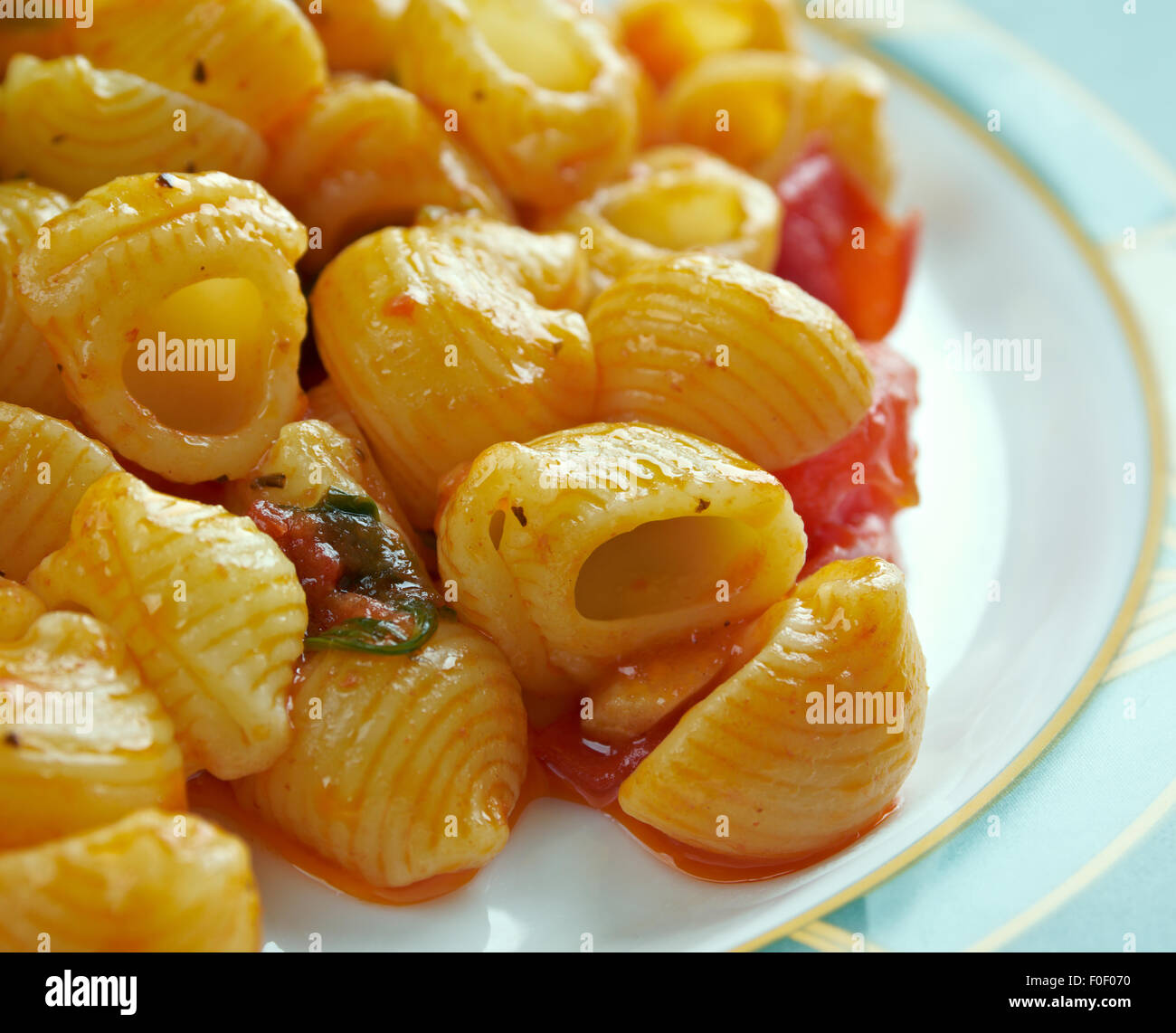 Pasta Alla Carrettiera - sizilianischen Rezept für italienische Pasta chifferi Stockfoto