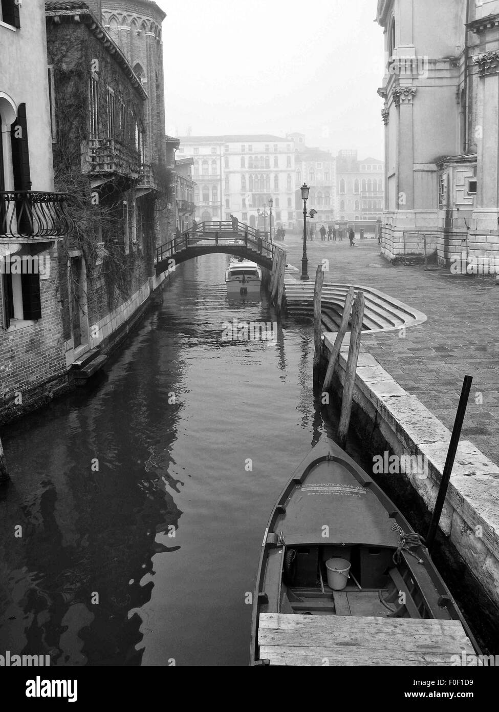 Schwarz / weiß Fotos von Venedig Kanäle Stockfoto