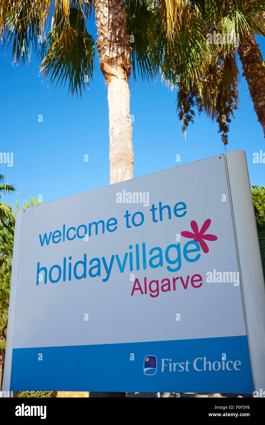 Ersten Wahl Urlaub Dorf Algarve Hotelschild Balaia Portugal Stockfoto
