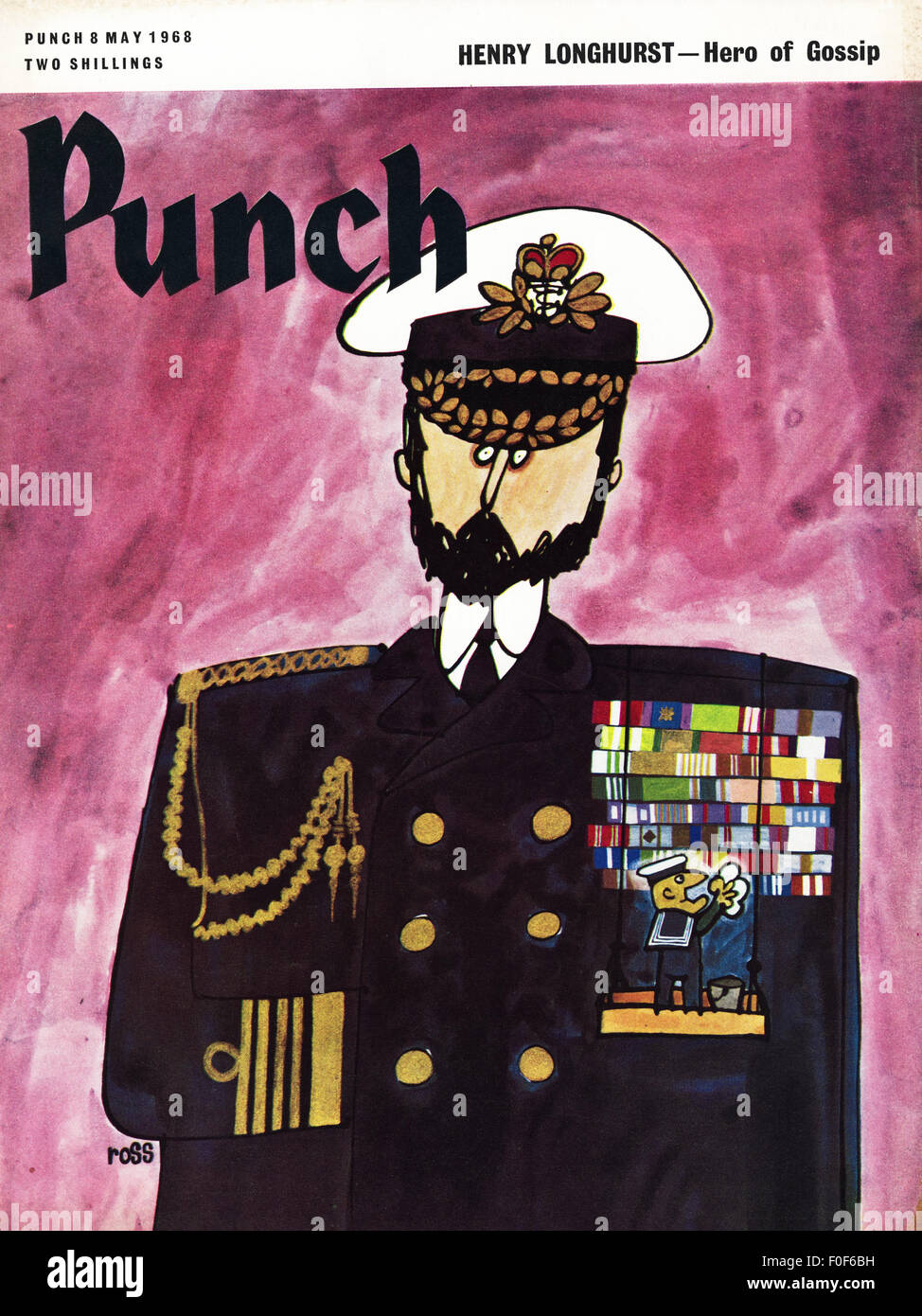 Abdeckung des Punch-Magazin vom 8. Mai 1968 mit Illustration von Ross Stockfoto