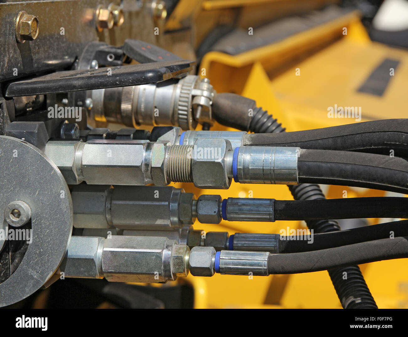 Hydraulische Anschlüsse. Landmaschinen Stockfoto