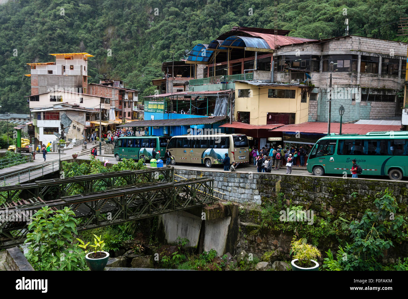 Aguas Calientes Machu Picchu Dorf. Anden. cusco Peru. Stockfoto