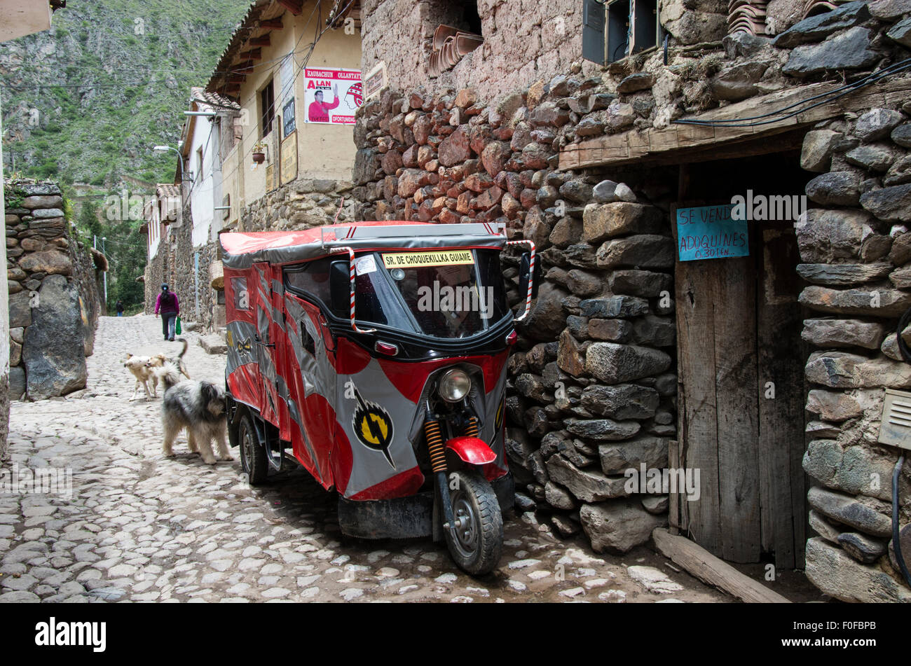 Ollantaytambo Dorf. inca Dorf im Heiligen Tal, Cusco Peru. Stockfoto