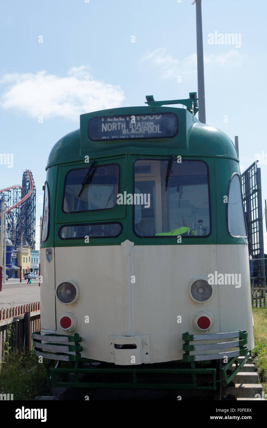 Oldtimer Straßenbahn Blackpool Stockfoto