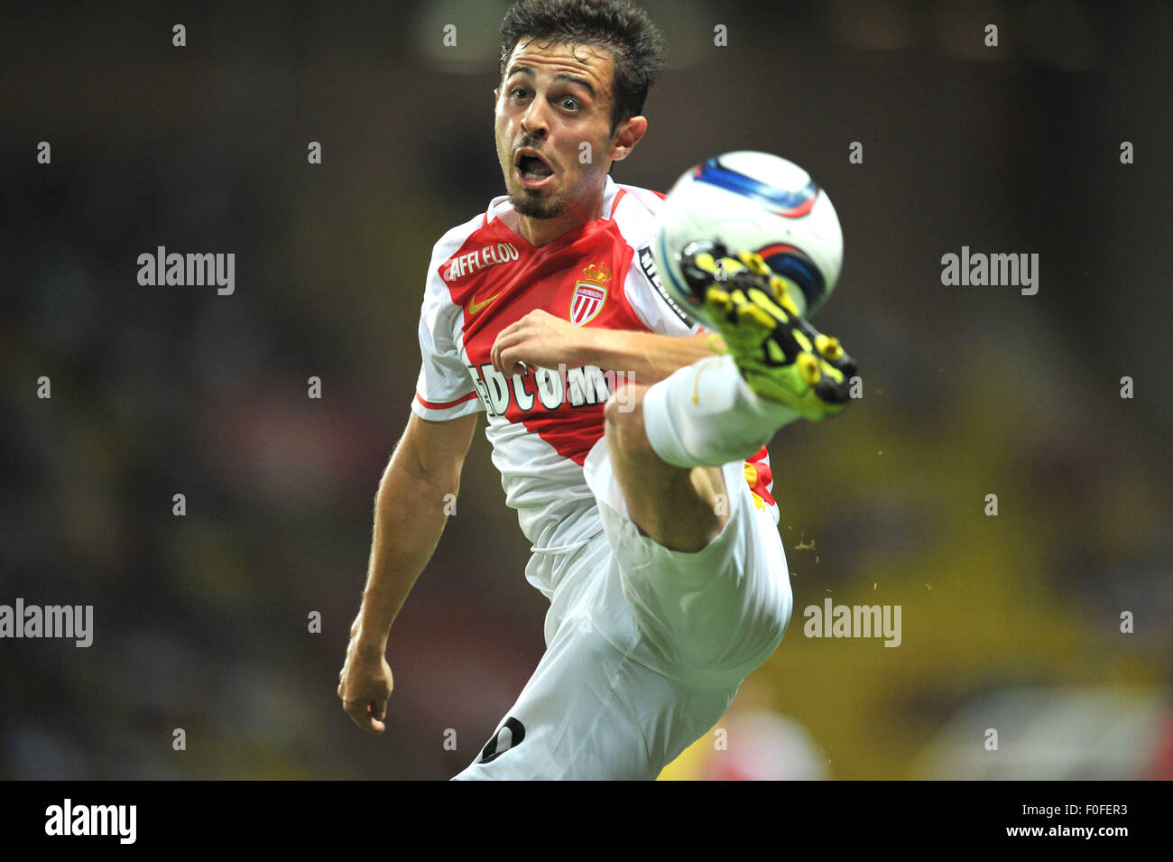 Monaco, Frankreich. 14. August 2015. Französischen Liga 1 Fußball. AS Monaco im Vergleich zu Lille. BERNARDO SILVA (Asm) © Action Plus Sport/Alamy Live News Stockfoto